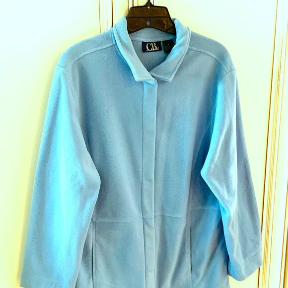 EUC Women's CB Casual Snap Front Dusty Blue Fleece Jacket size Medium - Picture 7 of 8